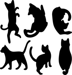 a set of Vector silhouettes of cats