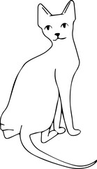 A linear drawing of a cat. Vector illustration. Fashionable modern minimalist design.