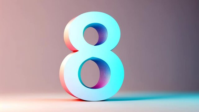 Colorful gradient number eight symbolizing march 8 for international women's day celebration