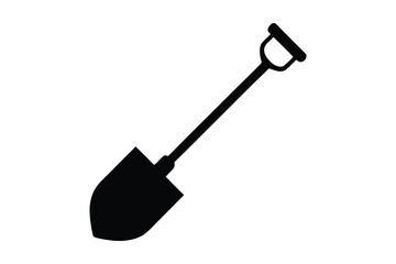 Shovel icon vector, Garden shovel silhouette vector on white background.  © Trendy CraftSVG 
