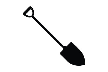 Shovel icon vector, Garden shovel silhouette vector on white background. 