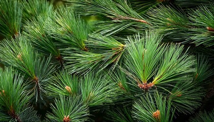 background from young pine needles close up