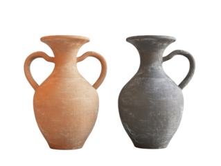 Isolated Pair of Handle Clay Vases