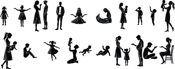 silhouettes of people vector style
