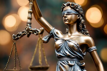 Bronze Statue Of Lady Justice Holding Scales Of Justice