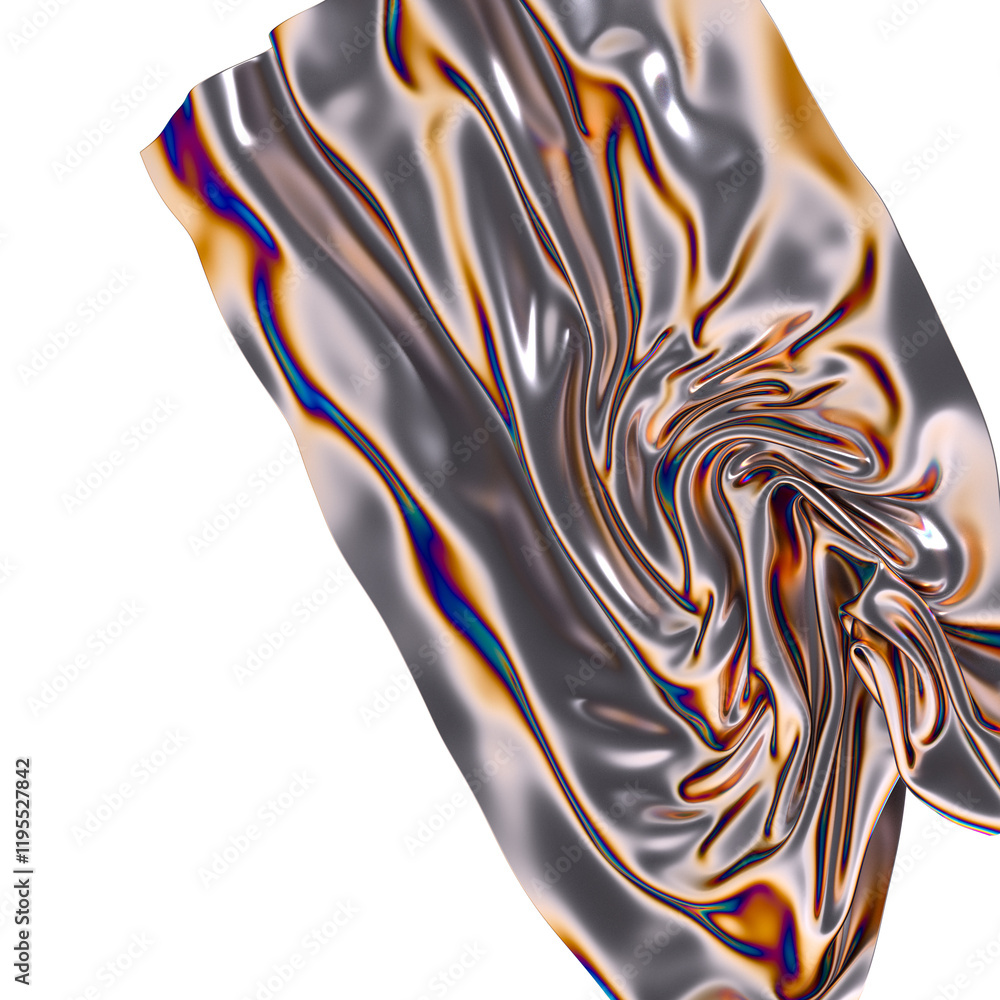 Poster Fluid design twisted shapes holographic 3D abstract background iridescent wallpaper