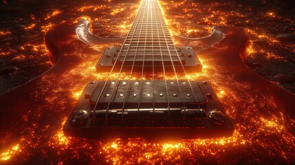 Electric guitar on fiery lava.