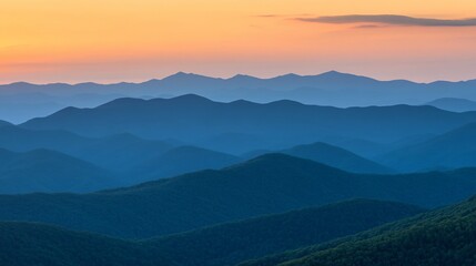 Obraz premium Serene Sunset Over Blue Ridge Mountains Landscape