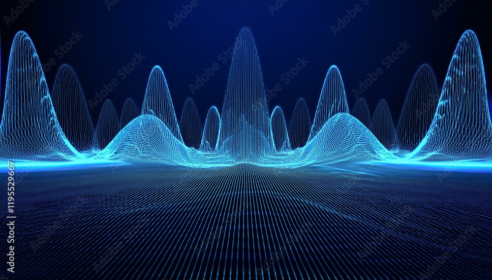 Poster big data visualization technology wave science background digital background 3d rendering