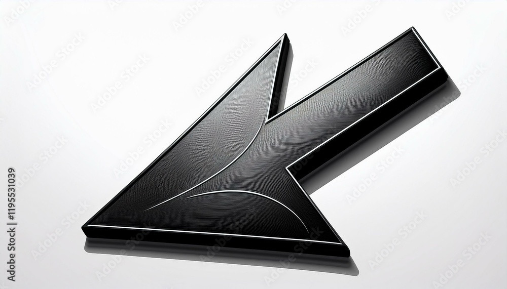 Poster black arrow with curved line handwritten point to bottom down
