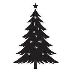 Christmas tree black silhouette vector illustration isolated on a white background