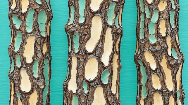 Abstract Tree Bark Texture Teal Background Artistic Design