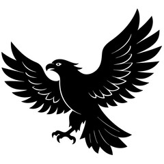 American eagle  black silhouette vector, Simple silhouette Design vector icon with white background. Wild Animal Vector. Bird Vector.