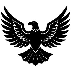Fototapeta premium American eagle black silhouette vector, Simple silhouette Design vector icon with white background. Wild Animal Vector. Bird Vector.
