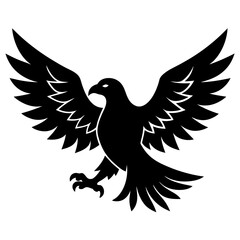 American eagle  black silhouette vector, Simple silhouette Design vector icon with white background. Wild Animal Vector. Bird Vector.