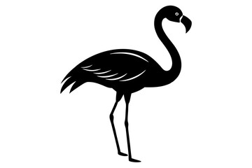 flamingo bird black silhouette vector, Simple silhouette Design vector icon with white background. Wild Animal Vector. Bird Vector.