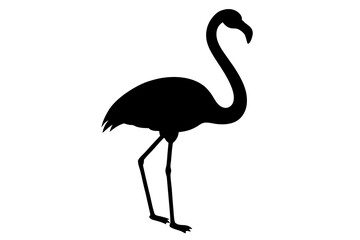 flamingo bird black silhouette vector, Simple silhouette Design vector icon with white background. Wild Animal Vector. Bird Vector.