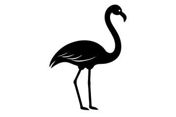 flamingo bird black silhouette vector, Simple silhouette Design vector icon with white background. Wild Animal Vector. Bird Vector.