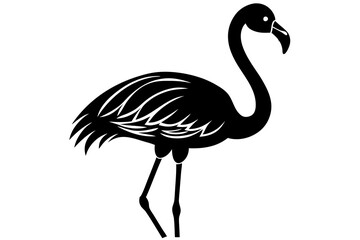 flamingo bird black silhouette vector, Simple silhouette Design vector icon with white background. Wild Animal Vector. Bird Vector.