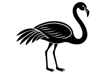 flamingo bird black silhouette vector, Simple silhouette Design vector icon with white background. Wild Animal Vector. Bird Vector.