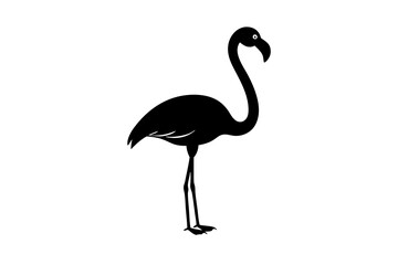 Fototapeta premium flamingo bird black silhouette vector, Simple silhouette Design vector icon with white background. Wild Animal Vector. Bird Vector.