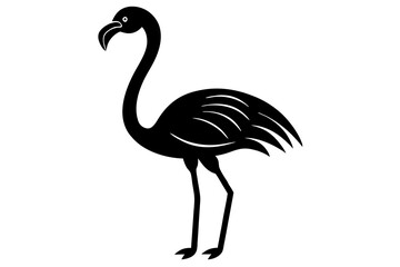 flamingo bird black silhouette vector, Simple silhouette Design vector icon with white background. Wild Animal Vector. Bird Vector.