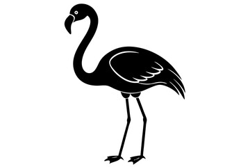 Obraz premium flamingo bird black silhouette vector, Simple silhouette Design vector icon with white background. Wild Animal Vector. Bird Vector.