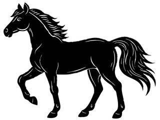 horse black silhouette vector, Simple silhouette Design vector icon with white background. Wild Animal Vector.	