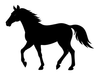 Obraz premium horse black silhouette vector, Simple silhouette Design vector icon with white background. Wild Animal Vector. 