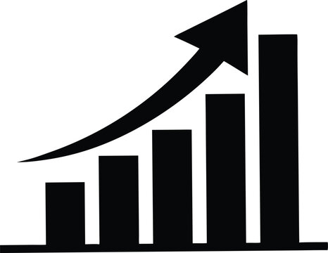recommend clip art: Financial upward growth arrow chart silhouette, business success growth, and profit vector icon