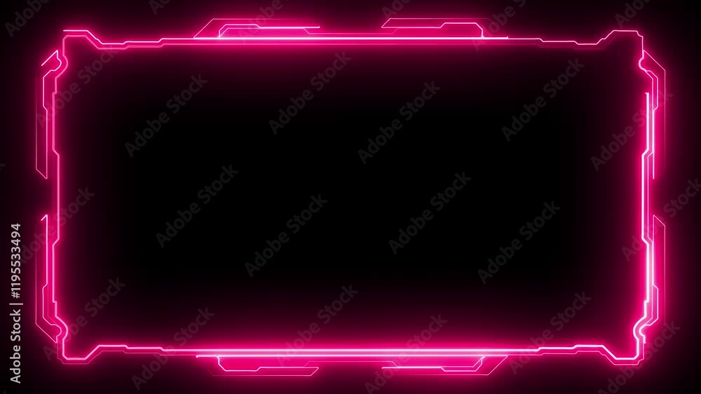 Poster abstract loop neon futuristic background. sci fi technology hud ui frame blue glowing technology sci