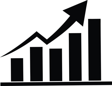 recommend clip art: Financial upward growth arrow chart silhouette, business success growth, and profit vector icon