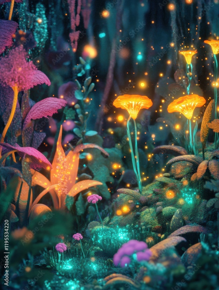 Leinwandbilder exploring a vibrant microscopic ecosystem teeming with friendly microbes and enchanting flora. gener