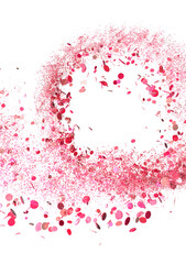 Pink glitter swirls in the air