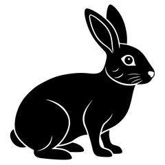 rabbit black silhouette vector, Simple silhouette Design vector icon with white background. Wild Animal Vector.	