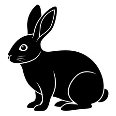 rabbit black silhouette vector, Simple silhouette Design vector icon with white background. Wild Animal Vector.	