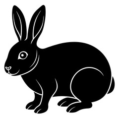 rabbit black silhouette vector, Simple silhouette Design vector icon with white background. Wild Animal Vector.	