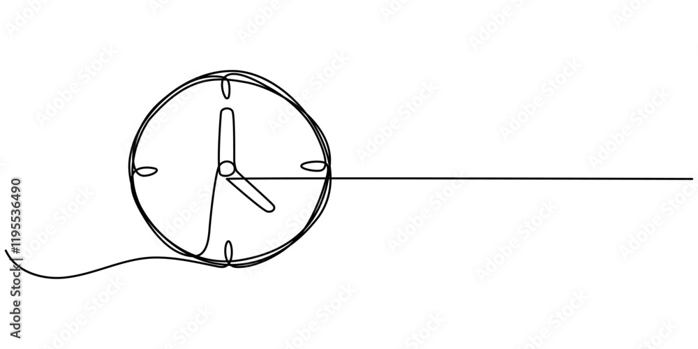 Aufkleber clock with arrow continuous one line drawing. one thin line continuous symbol on the theme of time, 