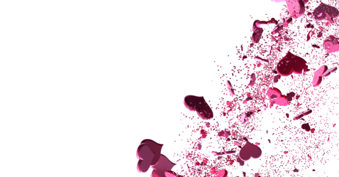  Red heart love confettis. Valentine's day falling