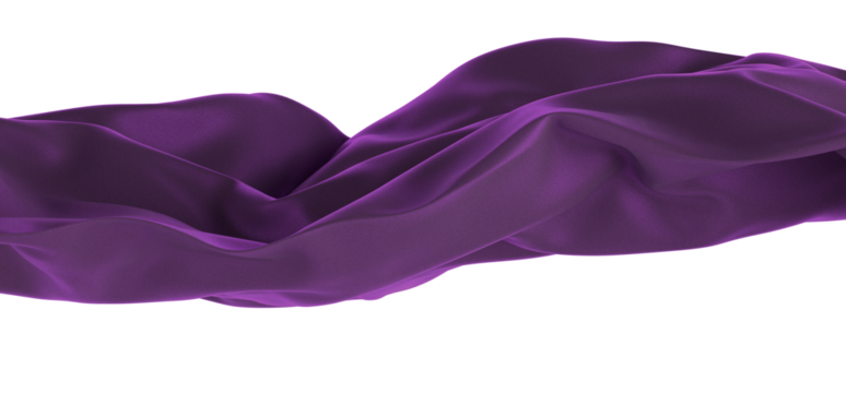 A purple fabric creates an abstract pattern with flowing curves and smooth textures.