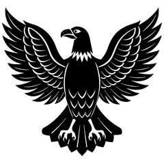 Fototapeta premium american eagle black silhouette vector, Simple silhouette Design vector icon with white background. Wild Animal Vector. 