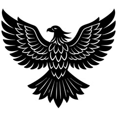 Obraz premium american eagle black silhouette vector, Simple silhouette Design vector icon with white background. Wild Animal Vector. 