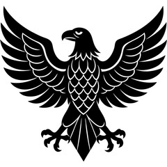 american eagle  black silhouette vector, Simple silhouette Design vector icon with white background. Wild Animal Vector.	