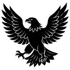 american eagle  black silhouette vector, Simple silhouette Design vector icon with white background. Wild Animal Vector.	