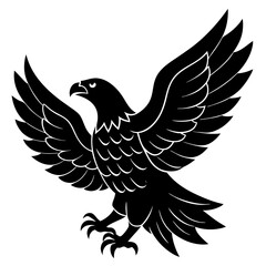 american eagle  black silhouette vector, Simple silhouette Design vector icon with white background. Wild Animal Vector.	