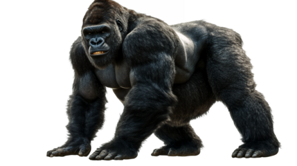 A strong gorilla isolated on a transparent background, PNG