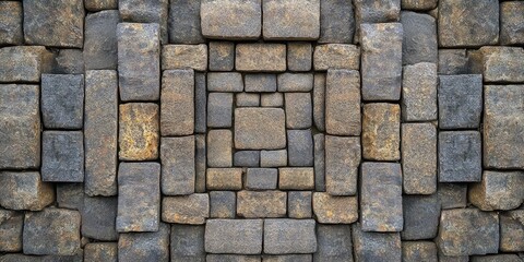 Obraz premium Symmetrical Stone Wall Pattern Design
