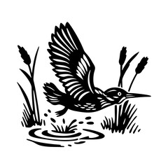 silhouette of a bird with water white background