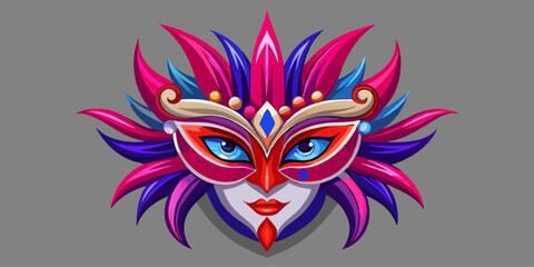 Ornate Venetian Carnival Mask with Vibrant Feathers and Silver Trim in Dramatic Studio Lighting