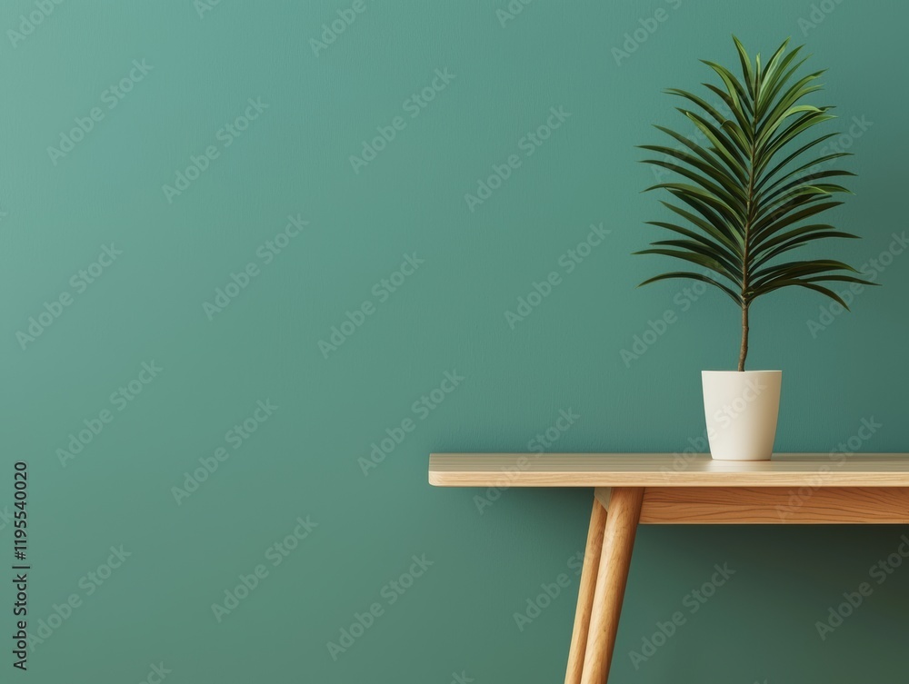 Poster empty conference table with minimalist decor and warm lighting creating a refreshing meeting environ